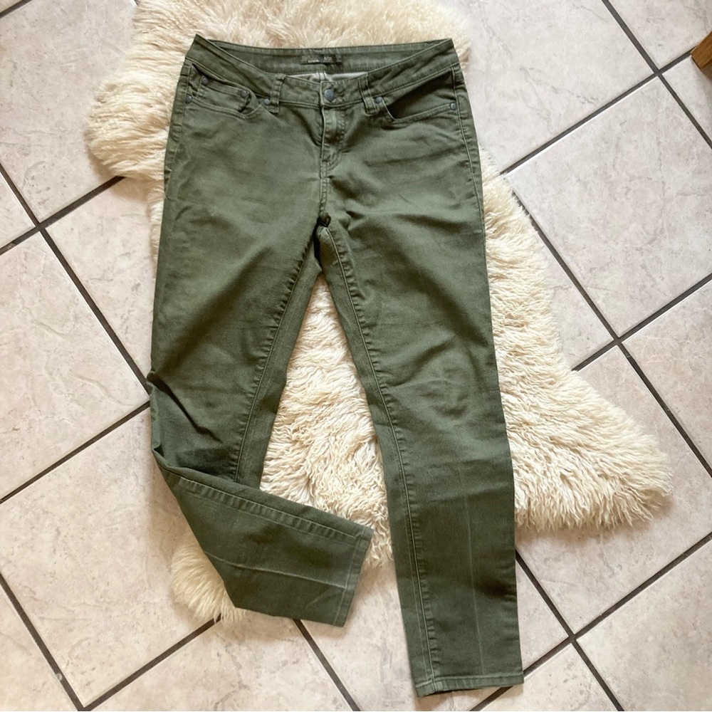 PRANA Kayla forest green Stretch Skinny Jeans mid rise